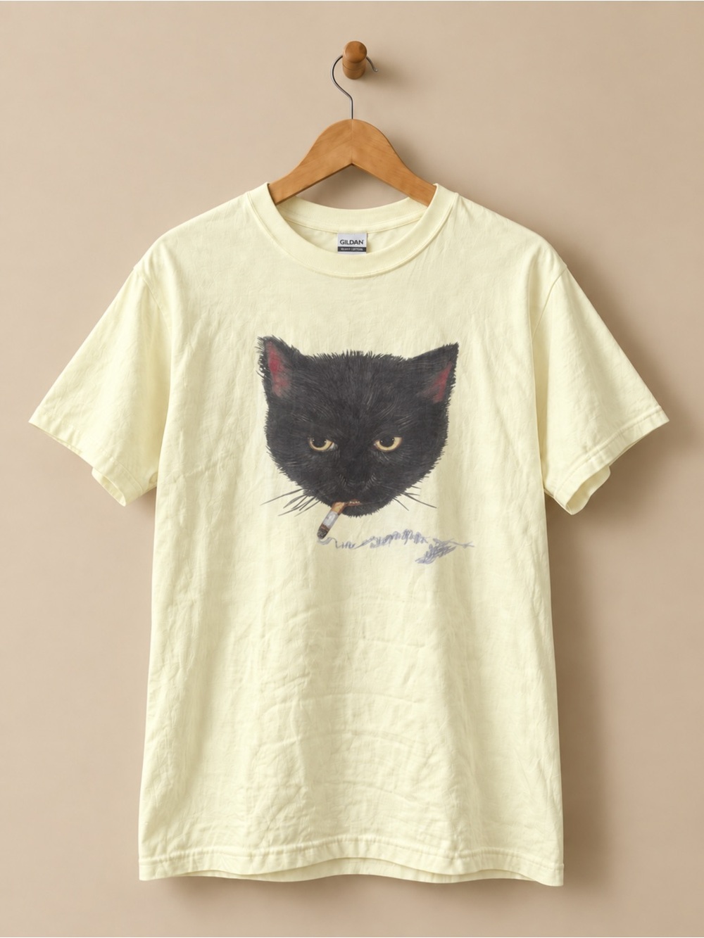 Smoking Black Cat Graphic Tee Funny Cat Meme Unisex T-shirt